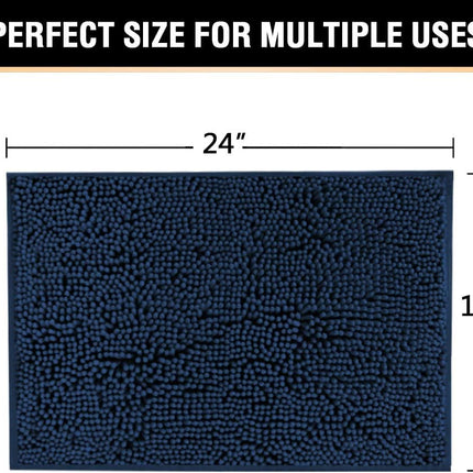 Navy Blue Bath Rug, Mat Non Slip Mats for Bathroom Floor, Rug Extra Thick Chenille 17" x 24" Absorbent Soft Shaggy Washable Dry Fast Plush Rugs Bathtubs
