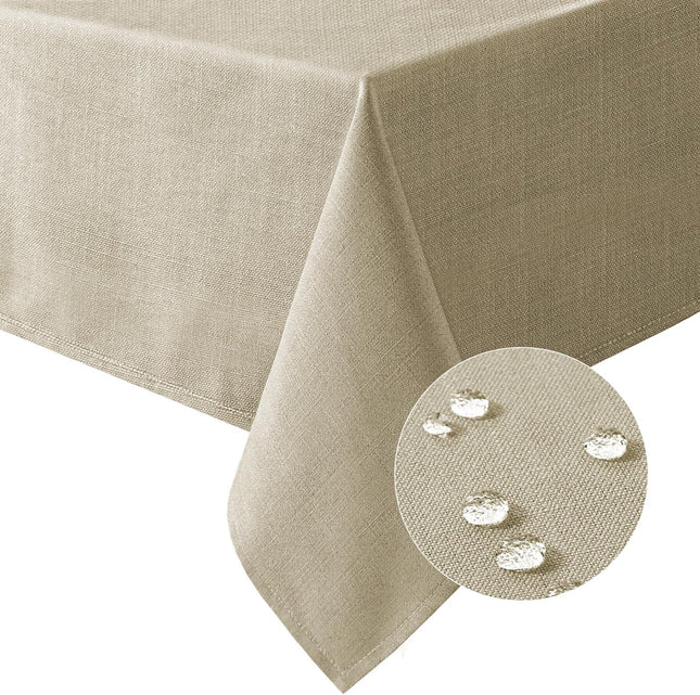 Linen Textured Table Cloths 60 x 120 Inch Premium Solid Tablecloth Spill-Proof Waterproof Cover for
