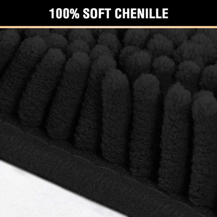 Black Bathroom Rug Set 2 Piece, Bath Mats for Floor, Super Thick Soft Shaggy Chenille Machine Washable, Dry Fast Water Absorbent Mats(20" x 32"/17" 24") 20" 32" Plus 17" 24"