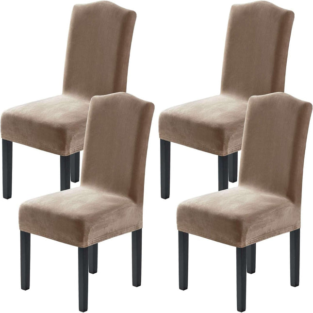 Dining Chair Covers Stretch for Room Set of 4 Parson Slipcovers Protectors Soft Thick Solid Velvet Fabric