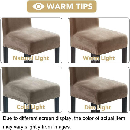 Dining Chair Covers Stretch for Room Set of 4 Parson Slipcovers Protectors, Soft Thick Solid Velvet Fabric Washable, Taupe
