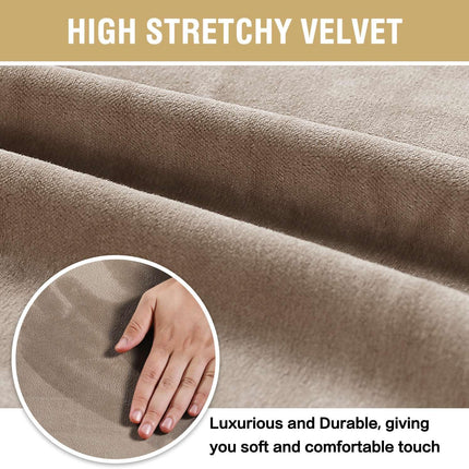 Dining Chair Covers Stretch for Room Set of 4 Parson Slipcovers Protectors, Soft Thick Solid Velvet Fabric Washable, Taupe
