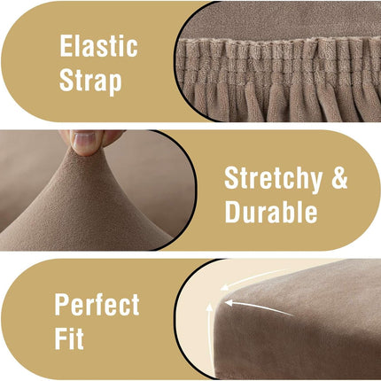 Dining Chair Covers Stretch for Room Set of 4 Parson Slipcovers Protectors, Soft Thick Solid Velvet Fabric Washable, Taupe