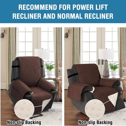 100% Waterproof Power Lift Recliner Chair Cover Non Slip Electric Covers for with Pocket Large Covers, Brown -