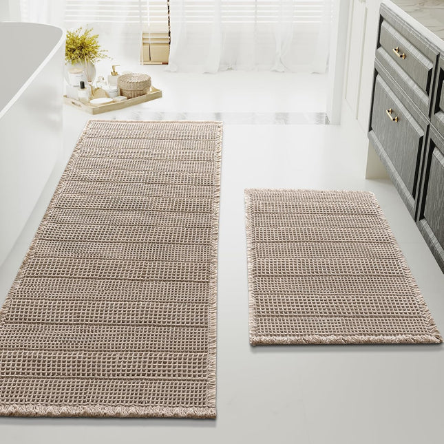 Waffle Bath Mat Super Absorbent Bathroom Mats Non Slip Rugs for Floor Machine Washable Ultra