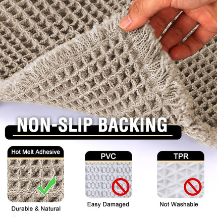 Waffle Bath Mat Super Absorbent Bathroom Mats Non Slip Rugs for Floor Machine Washable Ultra Soft Beside Tub, (32 x 20 Plus 24 60 - Inches, Irish Cream) Cream 20" 32" 24" 60"