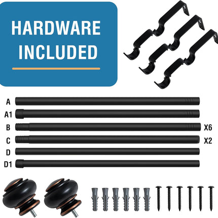 Double Curtain Rods for Windows 16.2 to 90.6 Inches 3/4 inch Diameter Adjustable Decorative Telescoping Rod with Brackets Heavy Duty Splicing Rods, Black 16.2"-90.6"