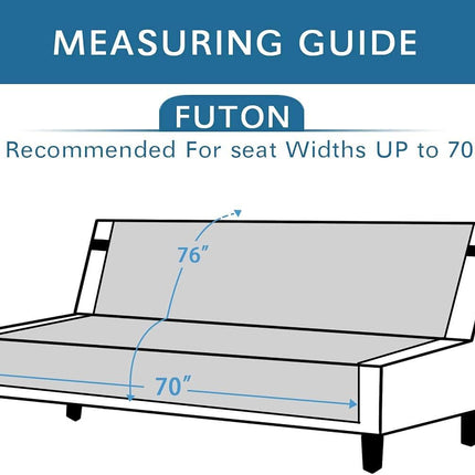 Futon Cover Reversible Sofa Slipcover Furniture Protector Water Resistant 2 Inch Wide Elastic Straps Bed Pets Kids Dog Cat Fit Sitting Width Up to 70"(Futon, Black/Grey) Black/Grey Futon(Seat with
