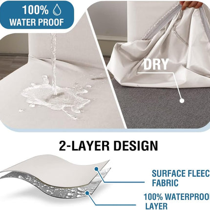 100% Waterproof Bar Stool Cover Stretch Counter Pub Chair Slipcover for Dining Room Removable Soft Thick Solid Fleece Fabric Slipcovers Set of 4, Ivory Fleece-ivory -