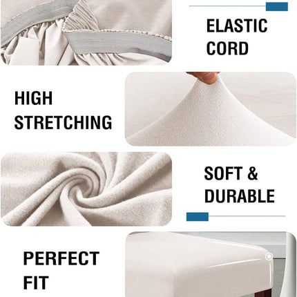100% Waterproof Bar Stool Cover Stretch Counter Pub Chair Slipcover for Dining Room Removable Soft Thick Solid Fleece Fabric Slipcovers Set of 4, Ivory Fleece-ivory -