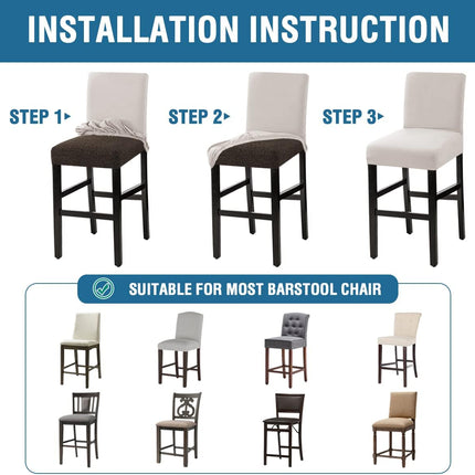 100% Waterproof Bar Stool Cover Stretch Counter Pub Chair Slipcover for Dining Room Removable Soft Thick Solid Fleece Fabric Slipcovers Set of 4, Ivory Fleece-ivory -