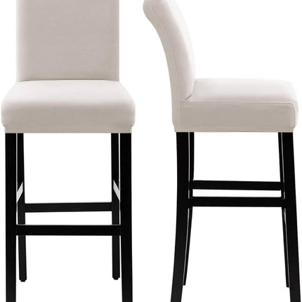 100% Waterproof Bar Stool Cover Stretch Counter Pub Chair Slipcover for Dining Room Removable Soft Thick Solid Fleece Fabric Slipcovers Set of 4, Ivory Fleece-ivory -