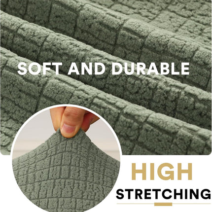 100% Waterproof RV Dinette Cushion Covers Booth Set Elastic Camper Replacement Couch Washable Jacquard Crizzle Pattern (2 Backrest Cover & 2 Bench Cover, Seagrass) Seagrass