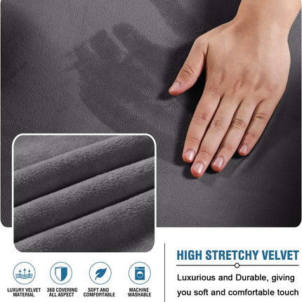 Real Velvet Futon Cover Armless Sofa Covers Bed Stretch Couch Slipcover Furniture Protector Thick Soft Fabric Form Fitted Stay in Place, Grey -