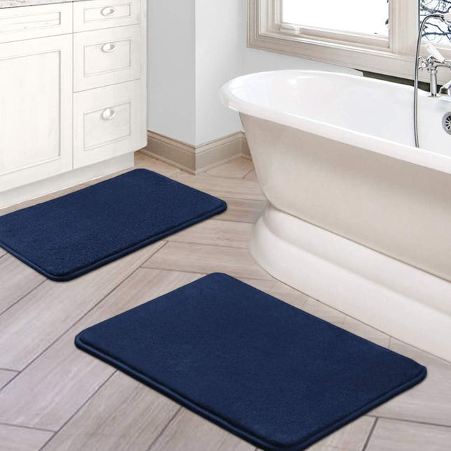 Bath Mat Memory Foam Set Bathroom Rug Flannel Velvety Luxury Extra Soft and Absorbent Non