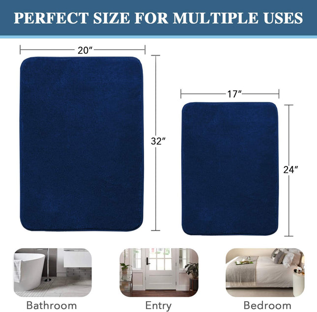 Bath Mat Memory Foam Set Bathroom Rug Flannel Velvety Luxury Extra Soft and Absorbent Non – product detail