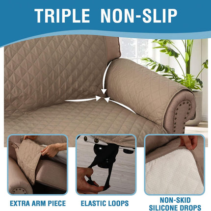 Sofa Cover, 100% Waterproof Slipcover Furniture Protector, Washable Couch Cover with Non-Skid Backing and Elastic Straps for Kids, Dogs, Pets(Sofa, French Oak) Oak