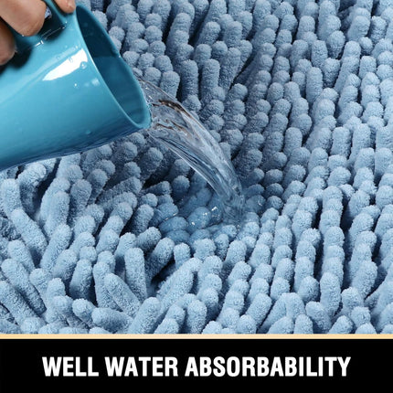 Bath Mats - Non Slip Luxury Chenille Bathroom Rugs, Extra Soft Absorbent Shaggy, Washable Fast Dry 2 Piece (Cool Blue, 20" x 32"/17" 24") Cool Blue 32" Plus 17" 24"