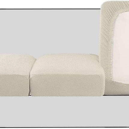 High Stretch Individual Seat Cushion Covers Sofa Slipcovers Couch Featuring Jacquard Textured Twill Fabric (3 Pack for 3 Sofa, Natural, Large) Natural -