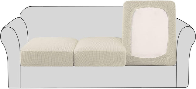 High Stretch Individual Seat Cushion Covers Sofa Slipcovers Couch Featuring Jacquard Textured Twill Fabric