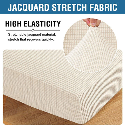 High Stretch Individual Seat Cushion Covers Sofa Slipcovers Couch Featuring Jacquard Textured Twill Fabric (3 Pack for 3 Sofa, Natural, Large) Natural -