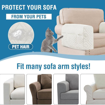 Armrest Covers for Sofa Water Resistant Couch Arm Remote Control Holder Organizer Magazine, Tablet, Phone, iPad(Set of 2, Ivory/Beige) Double Diamond-ivory/Beige -