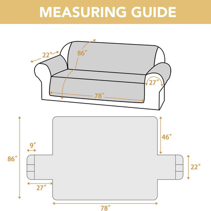 100% Waterproof Couch Cover for 3 Cushion Sofa Washable Pet Friendly with Elastic Straps Thick Durable Storage Pocket(XL Sofa, Beige) Beige 78"-X-Large
