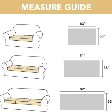 Couch Cover Chenille Pet Fuzzy Sofa Covers for 3 Cushion Anti Slip Washable Slipcovers with Strap Soft Protector Dogs Cats Kids(36" x 82", Ivory) Ivory 36" 82"