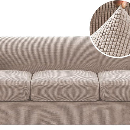 4 Piece Stretch Chesterfield Sofa Slipcovers Mid Century Deep Seat Covers Washable (Base Cover Plus 3 Cushion Covers) Thicker Jacquard Fabric (Large Sofa, Sand) Sand Large