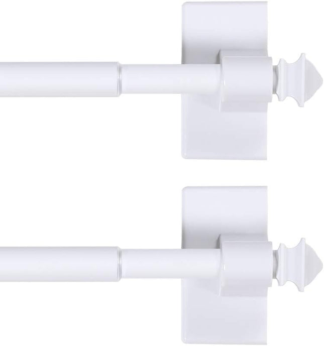 2 PACK Magnetic Curtain Rods for Metal Doors Multi-Use Small Windows Cafe Sidelight and Iron in White
