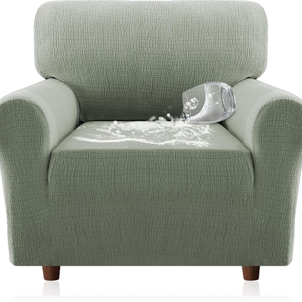 Jacquard Sofa Slipcover with Waterproof Seat Furniture Protector 1 Piece Stretch Covers Elastic Bottom for Kids, Pets, Dog(Armchair, Sea Grass) Grass Armchair