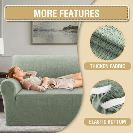 Jacquard Sofa Slipcover with Waterproof Seat Furniture Protector 1 Piece Stretch Covers Elastic Bottom for Kids, Pets, Dog(Armchair, Sea Grass) Grass Armchair