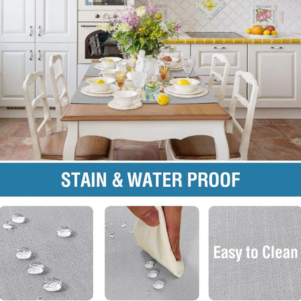 Linen Placemats Set of 4 Premium Solid Table for Dining Spill-Proof Waterproof Mats Heat-Resistant Kitchen Washable, 12x18 inches, Grey Gray -
