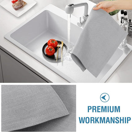 Linen Placemats Set of 4 Premium Solid Table for Dining Spill-Proof Waterproof Mats Heat-Resistant Kitchen Washable, 12x18 inches, Grey Gray -