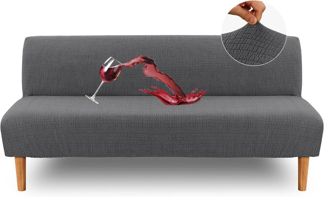 100 Percent Waterproof Armless Futon Cover Sofa Cover Stretch Jacquard Couch for Futon Dual Leakproof