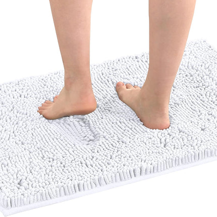 White Bathroom Rugs Bath Mat for Luxury Rug Extra Soft and Absorbent Microfiber Shaggy Non Slip Washable, 17 x 24 Inches 17" 24" Rectangular
