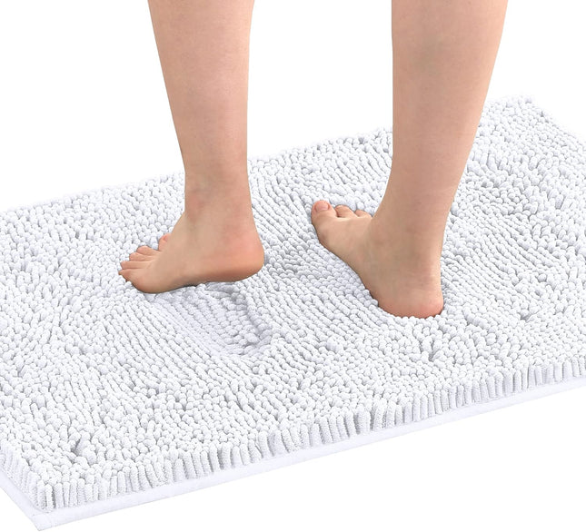 White Bathroom Rugs Bath Mat for Luxury Rug Extra Soft and Absorbent Microfiber Shaggy Non Slip Washable 17