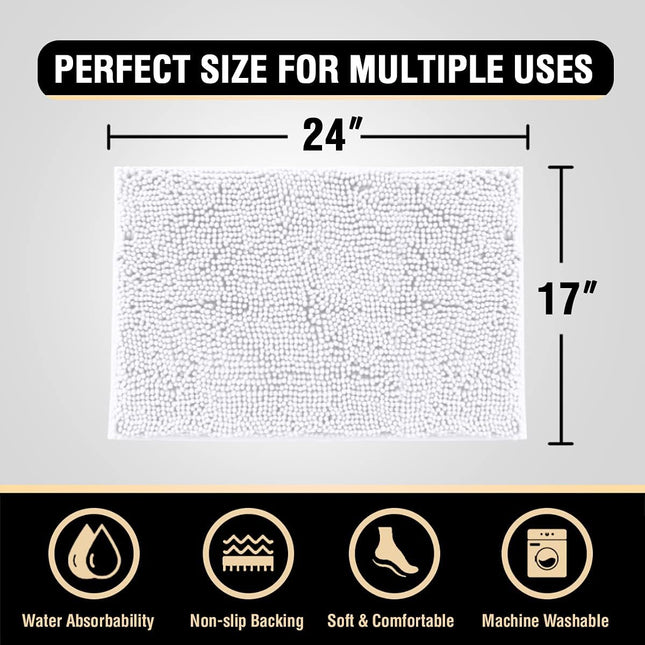 White Bathroom Rugs Bath Mat for Luxury Rug Extra Soft and Absorbent Microfiber Shaggy Non Slip Washable – product detail