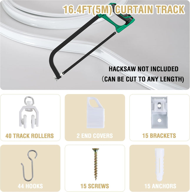 Ceiling Curtain Track Flexible Bendable Mount for Rail 16.4ft (5M) Room Divider Systerm RV Bay Window – product detail