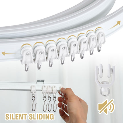 Ceiling Curtain Track Flexible Bendable Mount for Rail 16.4ft (5M) Room Divider Systerm RV Bay Window Curved Bunk Bed Curtain, White 16.4 ft