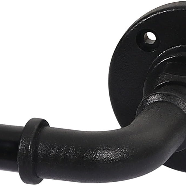 Wrap Around Curtain Rods for Windows 16.2 to 106.2 Inch, 3/4 Inch Diameter Industrial Telescoping Rod, Splicing Adjustable Indoor/Outdoor, Black 16.2"-106.2"