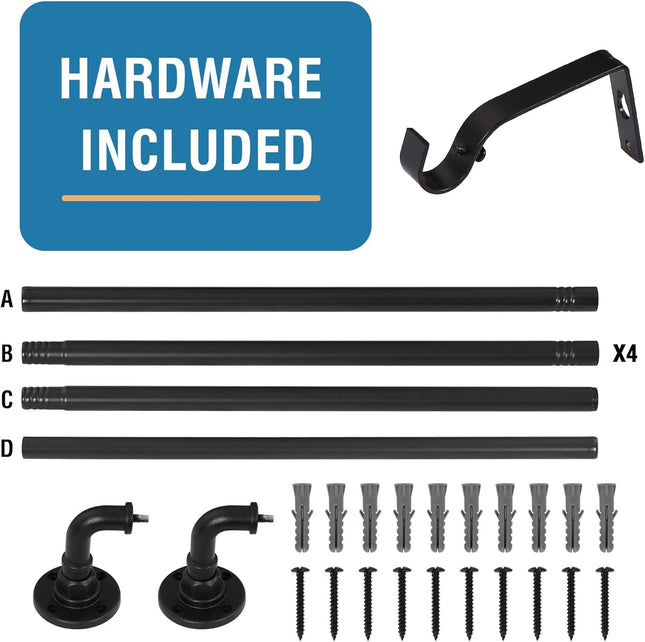 Wrap Around Curtain Rods for Windows 16.2 to 106.2 Inch 3/4 Inch Diameter Industrial Telescoping – product detail