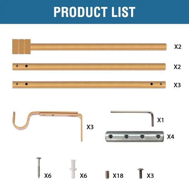 Curtain Rods for Windows 48 to 86 Inches Heavy Duty Single Splicing with Brackets 3/4 – product detail