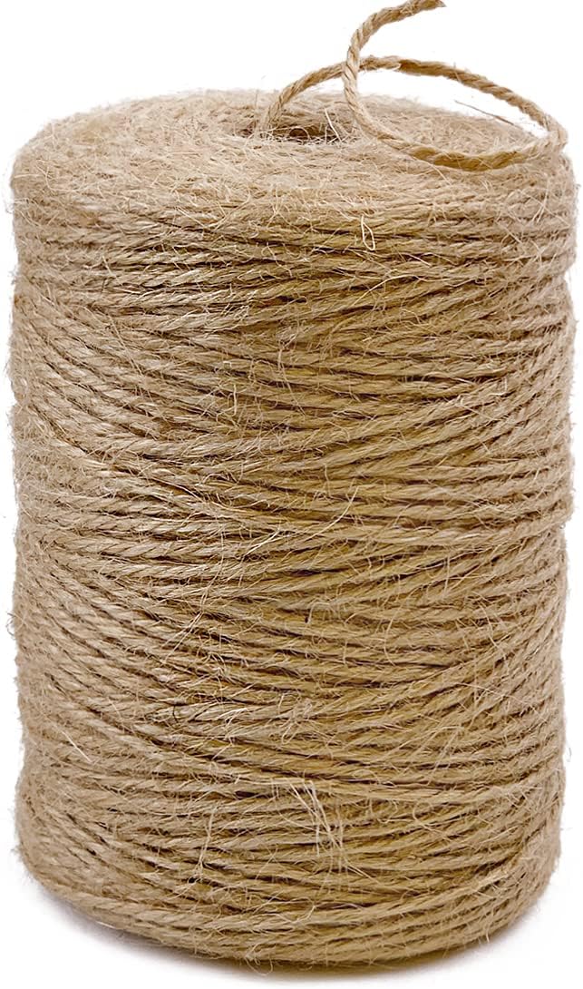 PerkHomy Natural Jute Twine 600 Feet Long String for Crafts Gift Wrapping Packing Gardening Crochet in Brown
