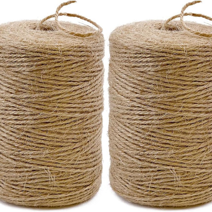 2Pack 2mm Natural Jute Twine String 1600 Feet Long for Crafting Gardening Gift Wrapping Macrame DIY Home Decor (Brown-800Feet/Roll) ( * 800 ) / Pc 2 Pcs