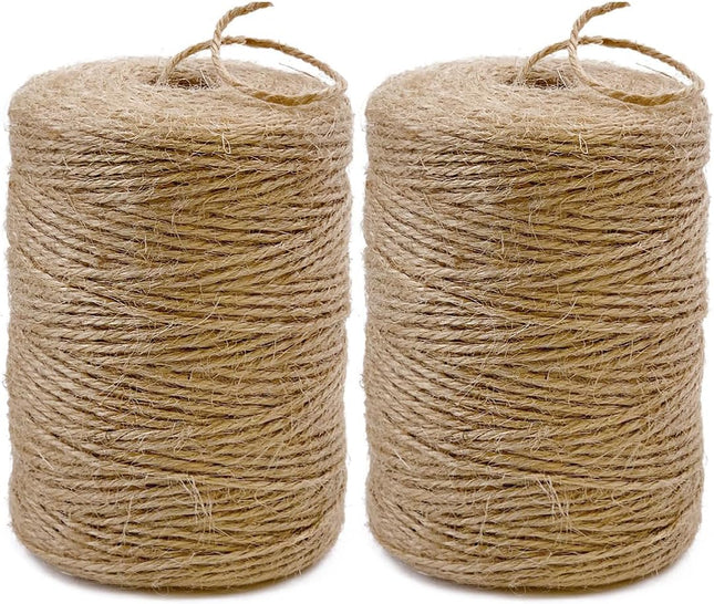 2Pack 2mm Natural Jute Twine String 1600 Feet Long for Crafting Gardening Gift Wrapping Macrame DIY Home