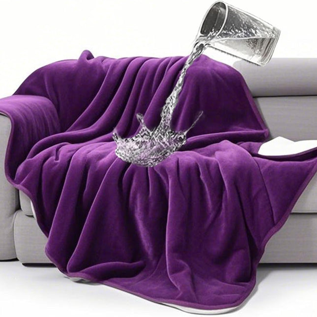 Waterproof Bed Blanket, Reversible Sherpa Fleece Throw Blanket for Dog Puppy Cat, Furniture Cover Protects Couch Sofa from Liquid Pee and Pet Fur (Dark Purple, 50x60 inches) Dark Purple inches