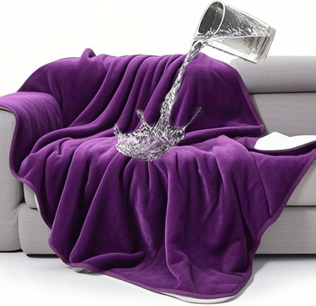 Waterproof Bed Blanket Reversible Sherpa Fleece Throw Blanket for Dog Puppy Cat Furniture Cover in Purple