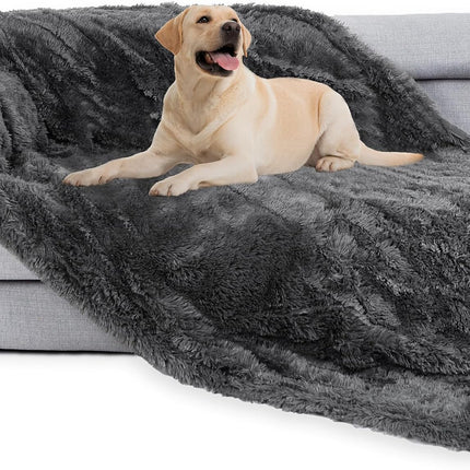 Waterproof Dog Blanket for Couch & Furniture Protection - Super Soft Reversible Throw Large Dogs Cats, Calming Washable Fur Sherpa Pet (50x60 Inch, Grey) Grey 50x60 Inch (Pack of 1)