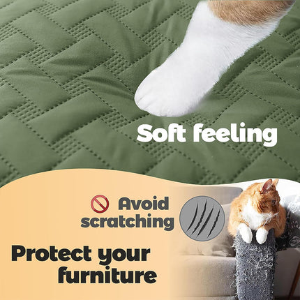 100% Double Sided Waterproof Dog Blanket Soft Pet Bed Cover Reversible Protect Furniture Couch Sofa Car for Puppy Cat Kids (Dark Green/Light Green, 52x82 Inch (Pack of 1)) Dark Green 1)